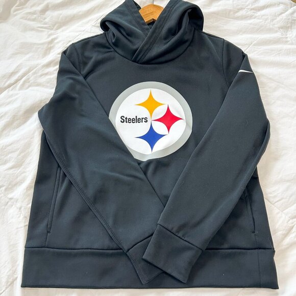 Nike Pittsburgh Steelers Logo Black Pullover Hoodie Sweatshirt Women’s Medium - Picture 1 of 9